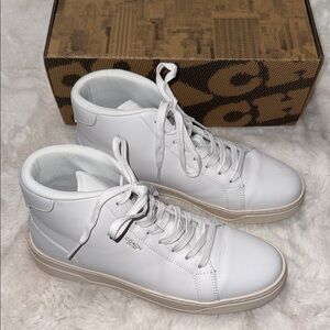 Men’s size 11 white leather COACH high line sneakers